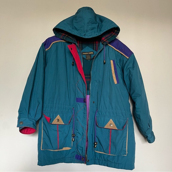 Vintage River Edge Colorblock Ski Parka Jacket – Teal/Red/Purple – Size M - Picture 2 of 5